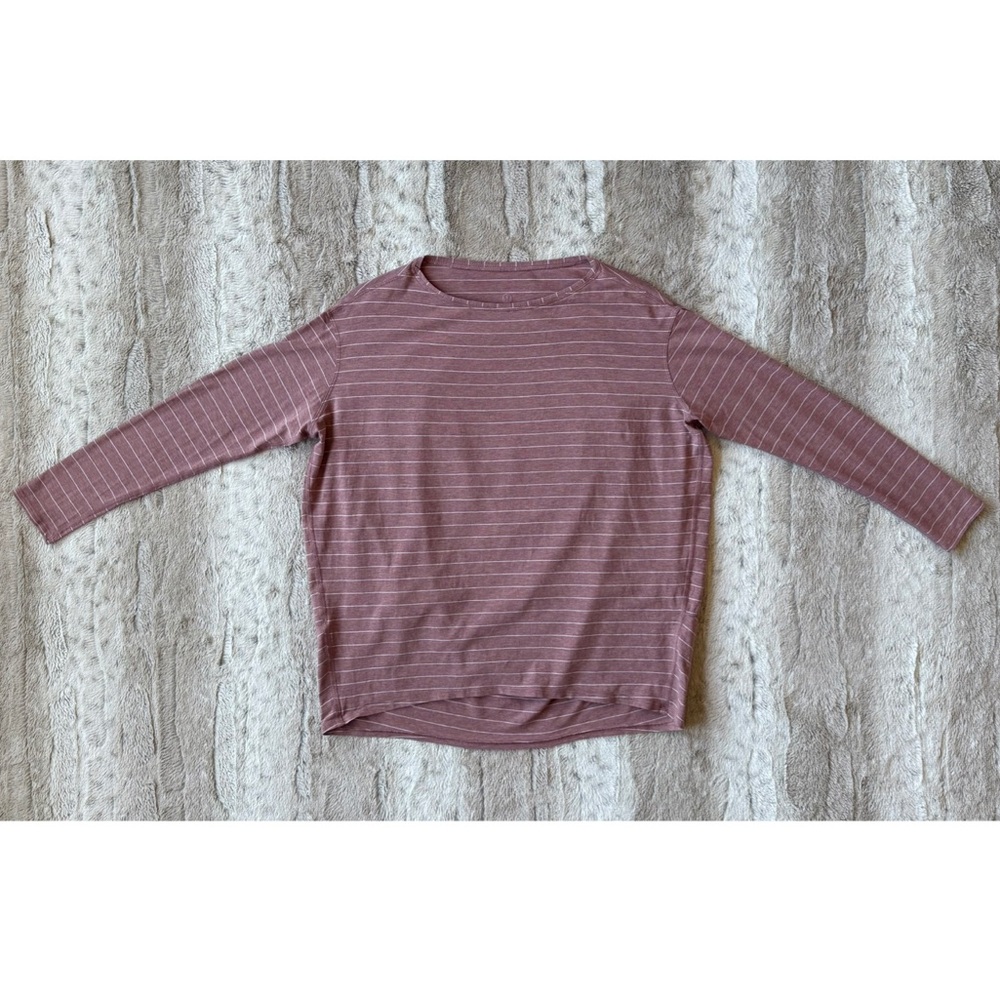 Lululemon🍋Back In Action Long Sleeve Short Serve Stripe Heathered Spiced Chai - Picture 4 of 12